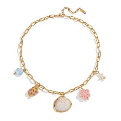 1 stuk romantische schelp roestvrijstalen goudkleurige hangerketting h5 Afbeelding6