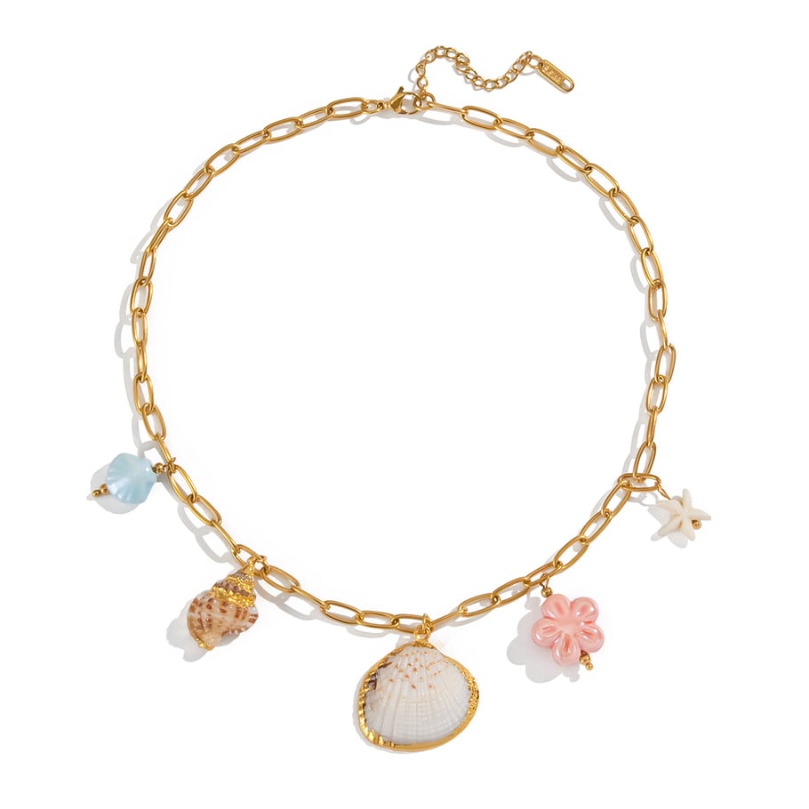 1 stuk romantische schelp roestvrijstalen goudkleurige hangerketting Afbeelding6