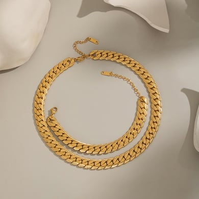 Set di gioielli da donna in acciaio inossidabile color oro, forma irregolare semplice, 1 pezzo h5 Immagine2