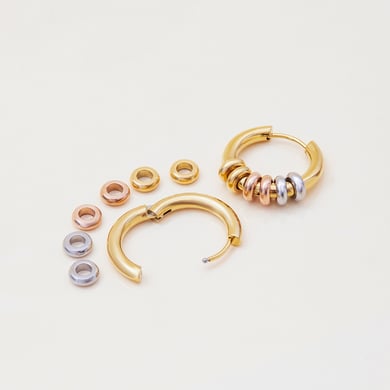 1 Pair Modern Annular Stainless Steel Gold Color Women's Hoop Earrings h5 Picture6