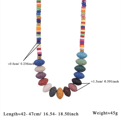 1 Piece Polychrome Beads Natural Stones Gold Color Women's Beaded Necklaces h5 Picture2