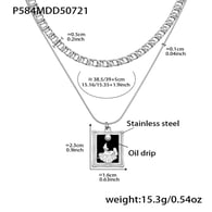 P584-Collana in acciaio a doppio strato 39+5cm Immagine2