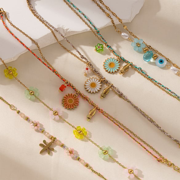 1 stuk romantische serie zoete bloem roestvrij staal goudkleurige bedelarmband