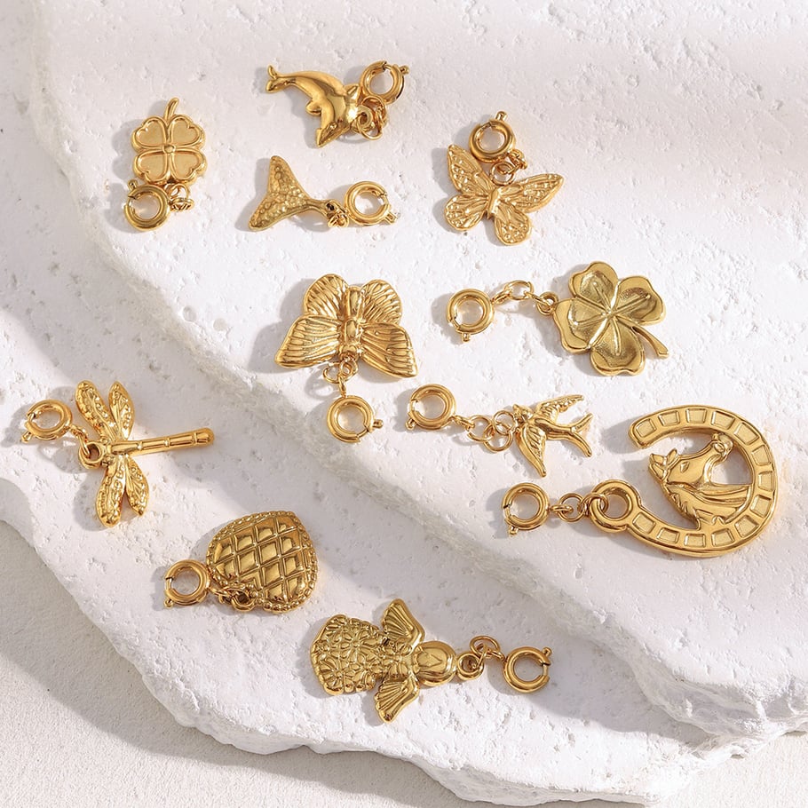 1 Stück täglich Schmetterling Edelstahl DIY Gold Farbe Damen Anhänger Bild3