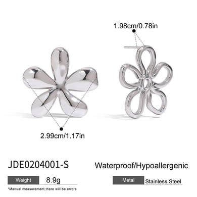 1 Pair Classic Flower Stainless Steel Gold Color Women's Stud Earrings h5 Picture2