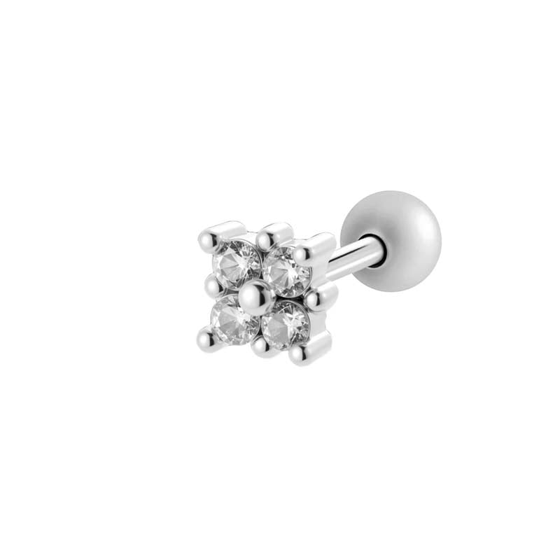 1 Adet Çiçek Bakır Altın Rengi Zirkonyum Piercing Küpe 