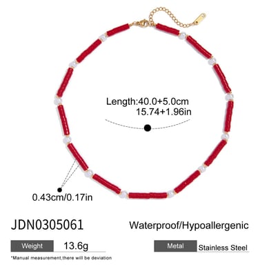 1 Piece Luxurious Cross Red Stainless Steel Gold Color Women's Layered Necklaces h5 Picture2