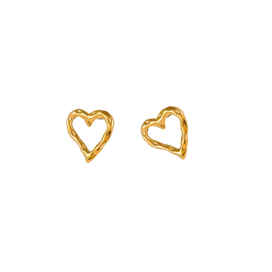 1 Pair Heart Stainless Steel Gold Color Stud Earrings Picture3