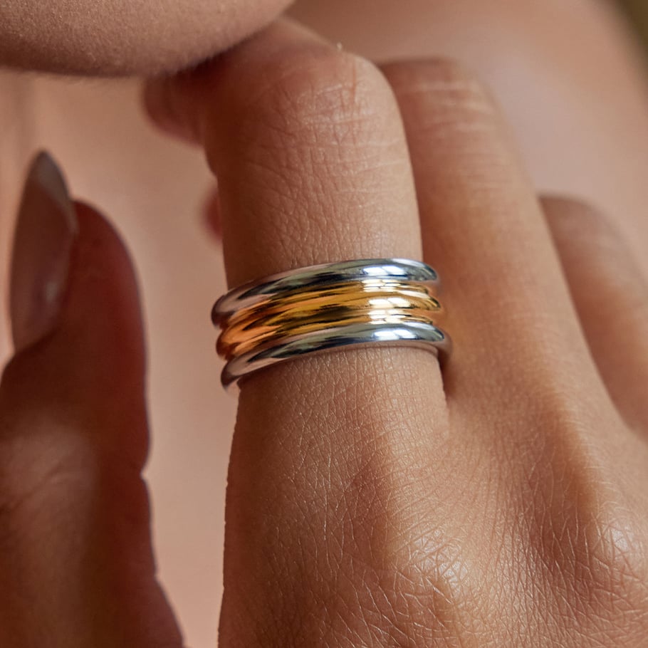 1 stuk ringvormige minimalistische ringen van roestvrij staal in zilver- en goudkleur Afbeelding3