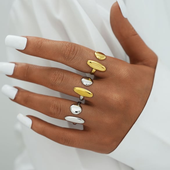 1 Piece Daily Irregular Shape Stainless Steel  Gold Color Statement Rings