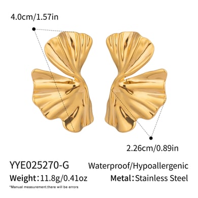 1 Pair Romantic Series Casual Flower Stainless Steel Gold Color  Women's Stud Earrings h5 