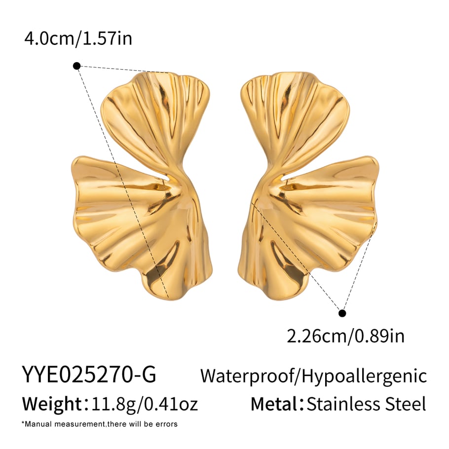 1 Pair Romantic Series Casual Flower Stainless Steel Gold Color  Women's Stud Earrings 