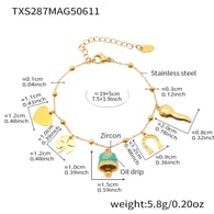 TXS287-Golden Green Bell Enamel Anklet 19+5cm Picture5