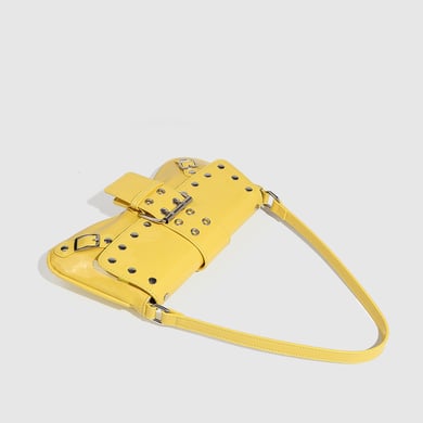 1 Piece Bright-colored Rivet Leather Buckle Women's Shoulder Bags h5 Picture4