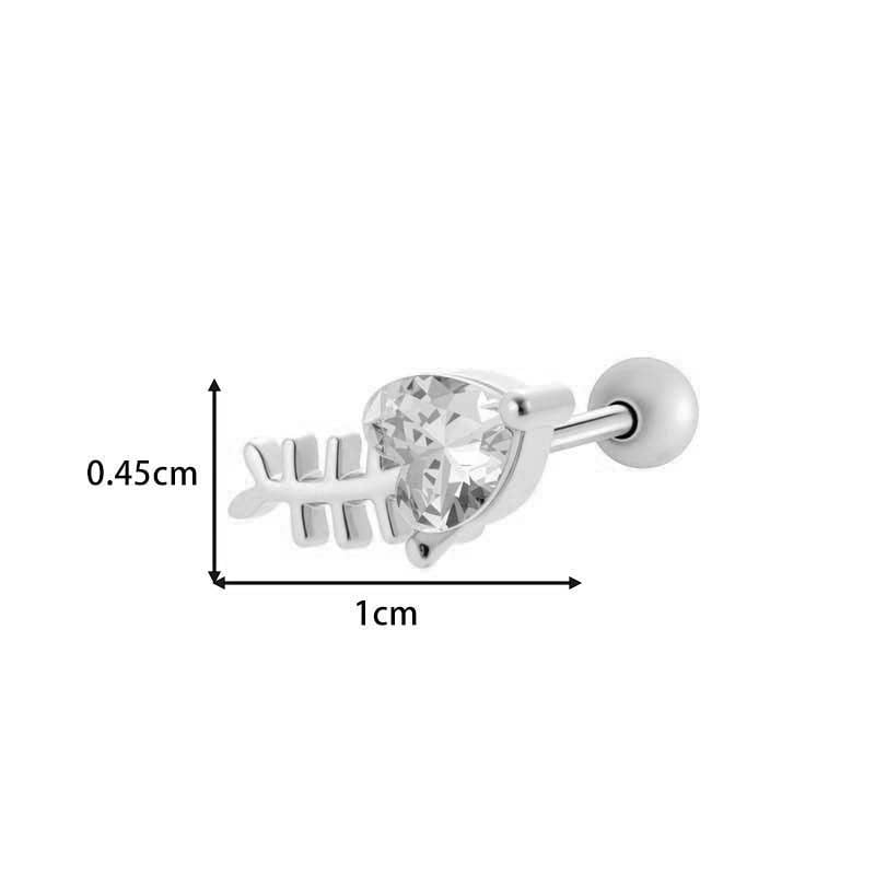 1 Piece Delicate Crown Copper Gold Color Zircon Women's Piercing Earrings Picture2