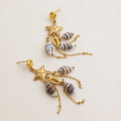 1 Pair Oceanic Natural Shell Stainless Steel Gold Color Women's Drop Earrings h5 Picture10