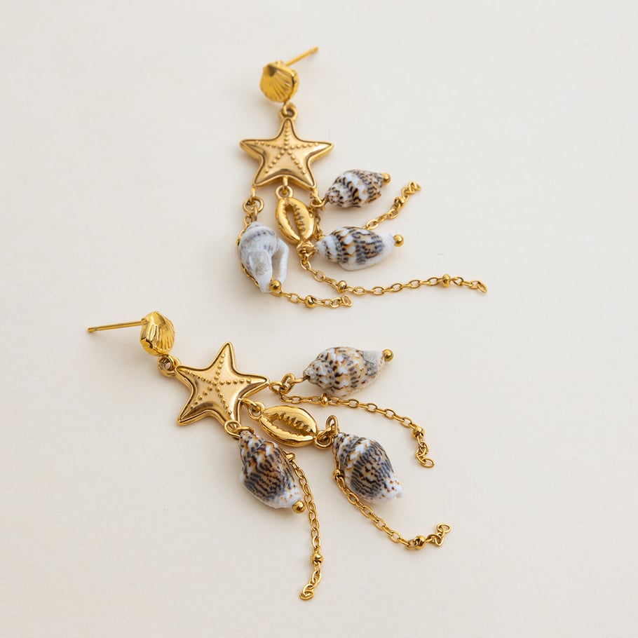 1 Pair Oceanic Natural Shell Stainless Steel Gold Color Women's Drop Earrings Picture10
