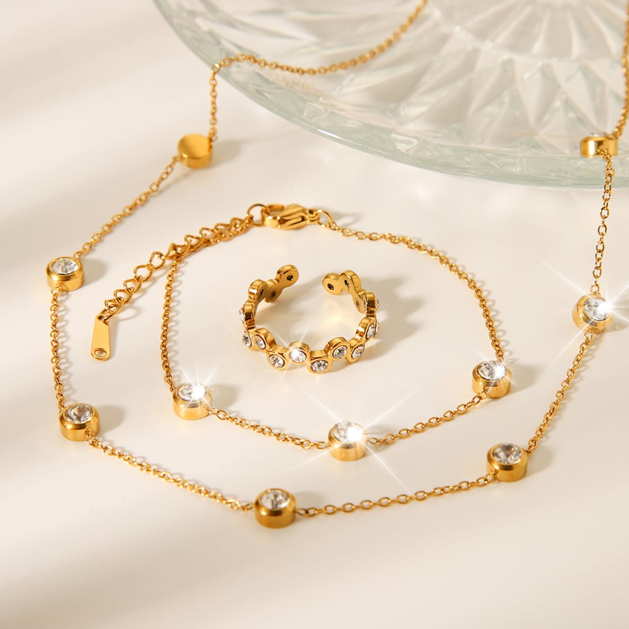 1 Stück unregelmäßige Form Edelstahl Gold Farbe Damen Halsketten Sets Bild5