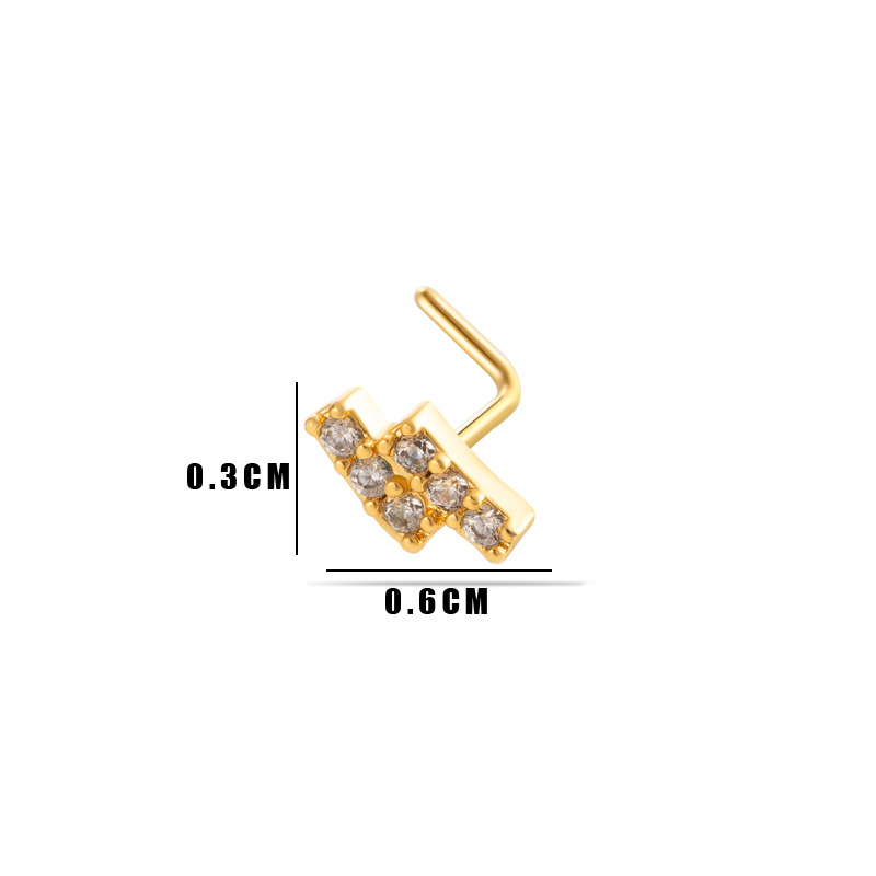 1 Piece Copper Gold Color Zircon Nose Stud h5Picture2