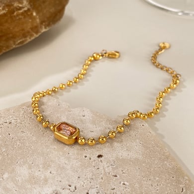 1 Stück einfarbiges Perlenarmband aus Edelstahl h5 Bild5