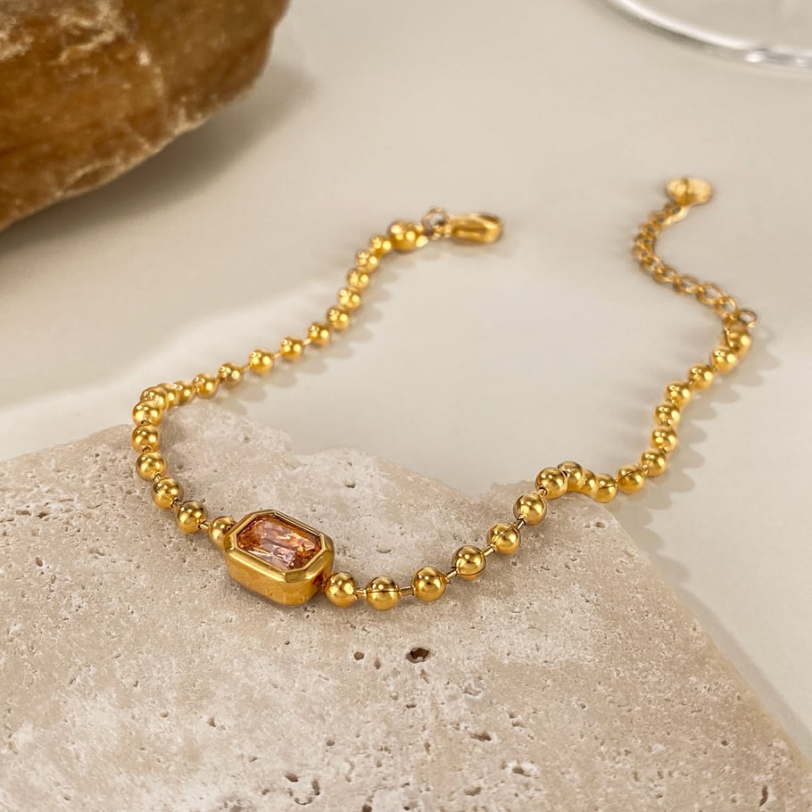 1 Stück einfarbiges Perlenarmband aus Edelstahl Bild5