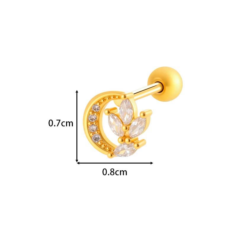 1 Piece Butterfly Copper Gold Color Zircon Piercing Earring Picture2
