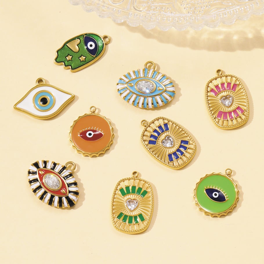 1 colgante lujoso de acero inoxidable con diseño de tarot de ojo del diablo para mujer Imagen4