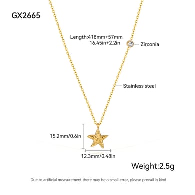 1 Piece Starfish Stainless Steel Gold Color Pendant Necklace h5 Picture2