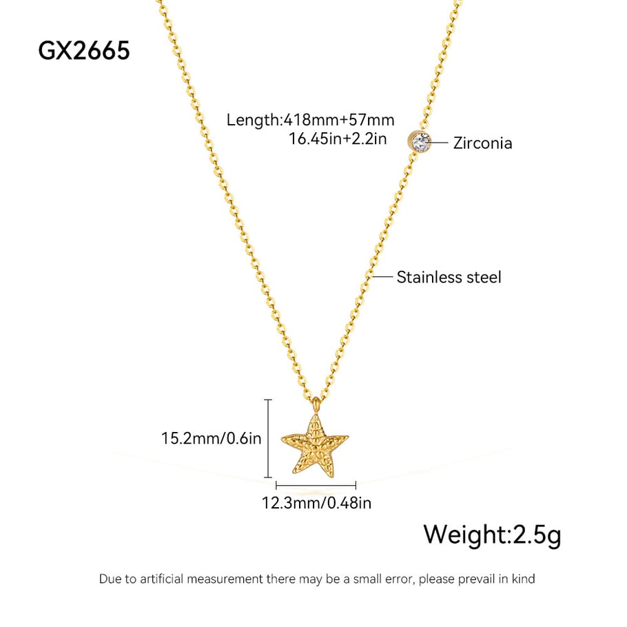 1 Piece Starfish Stainless Steel Gold Color Pendant Necklace Picture2