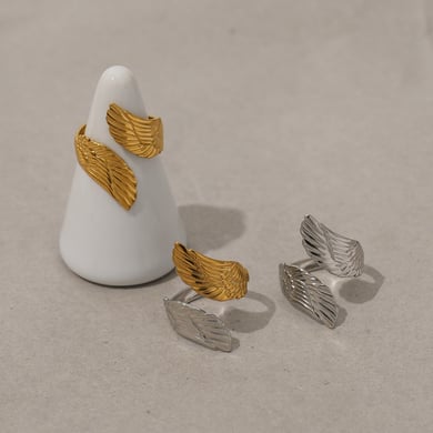 1 Piece Simple Series Natural Wings Stainless Steel  Women's  Statement Rings h5 Picture5