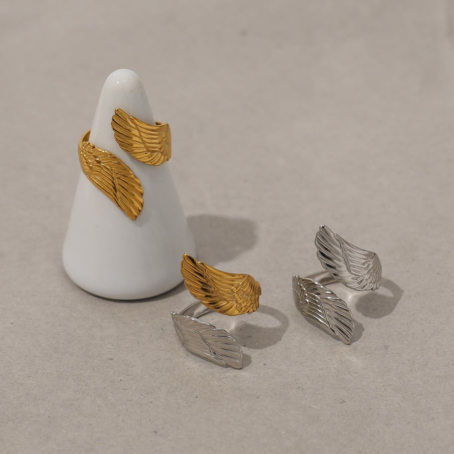 1 Piece Simple Series Natural Wings Stainless Steel  Women's  Statement Rings Picture5