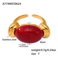 A774-Golden Red Resin Ring/No.7 Picture7