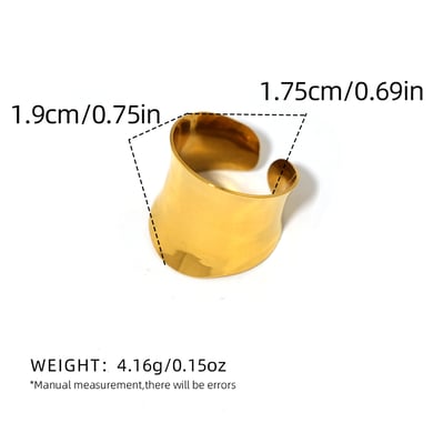 Anillo minimalista de acero inoxidable dorado de 1 pieza con forma irregular simple h5 