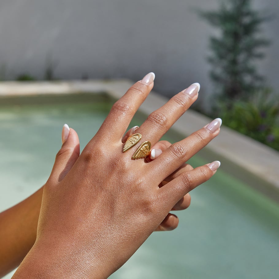 1 stuk Delicate Wings roestvrij staal goudkleurige statement ringen Afbeelding4