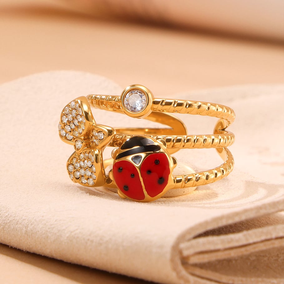 1 Piece Vivid Fruit Stainless Steel Gold Color Statement Rings Picture9