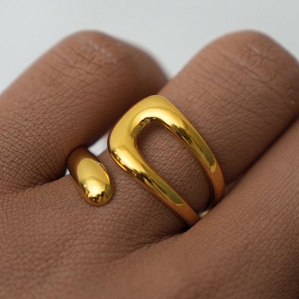 1 Piece Casual Irregular Shape Stainless Steel  Gold Color Minimalist Rings 2