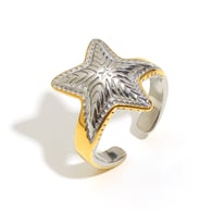 Open ring met zeesterpatroon - twee kleuren 