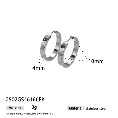 1 Pair Simple Circle Stainless Steel Gold Color Hoop Earrings h5 