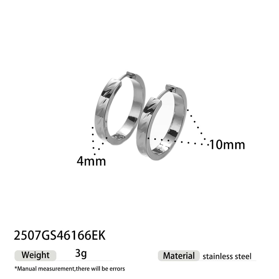 1 Pair Simple Circle Stainless Steel Gold Color Hoop Earrings 