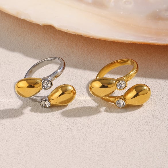 1 Piece Simple Series Casual Droplet Stainless Steel Gold Color Minimalist Rings 2