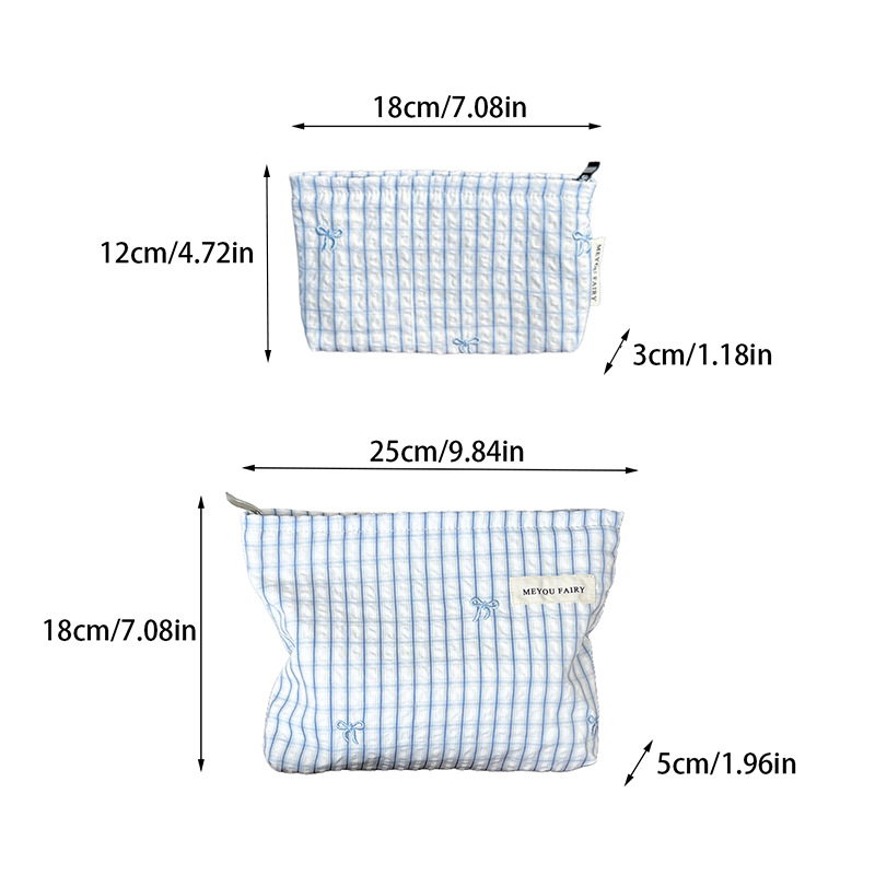 1 Parça Simple Series Sweet Strip Polyester Kadın Makyaj Çantası Resim6
