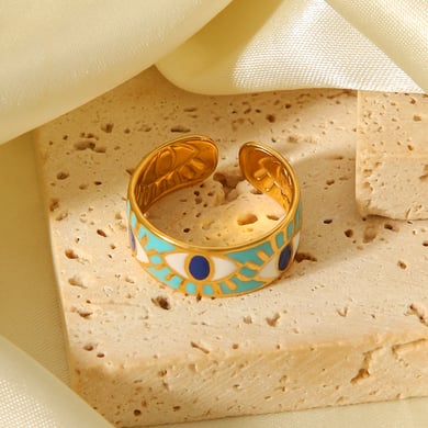 1 Piece Simple  Daily Mixed Color Stainless Steel  Gold Color  Statement Rings h5 Picture4