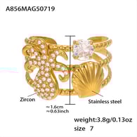 A856-Anello con zircone dorato a forma di polpo/Numero 7 Immagine3