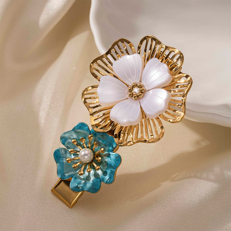 1 Piece Retro Flower Stainless Steel Hair Clip Picture4