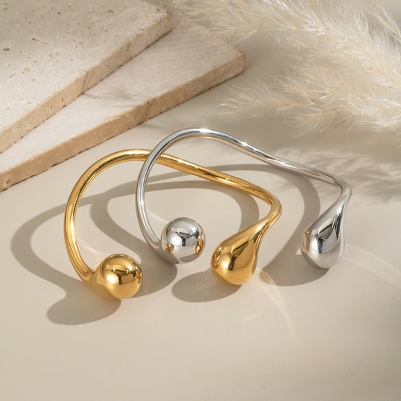 1 Piece Irregular Shape Stainless Steel Gold Color Cuff Bangle