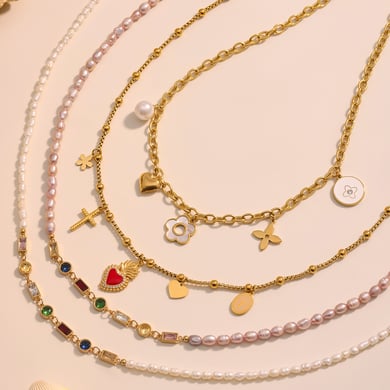1 pezzo elegante collana con ciondolo a forma di fiore in acciaio inossidabile con perle di zircone da donna h5 Immagine2