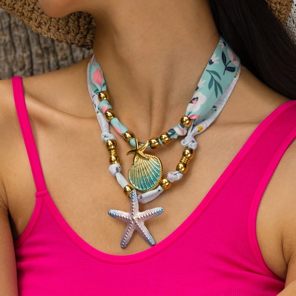 1 Piece Ins Style Shell Starfish Stainless Steel Gold Color Pendant Necklace 2