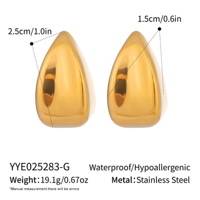 1 Pair Stainless Steel Gold Color Stud Earrings h5 