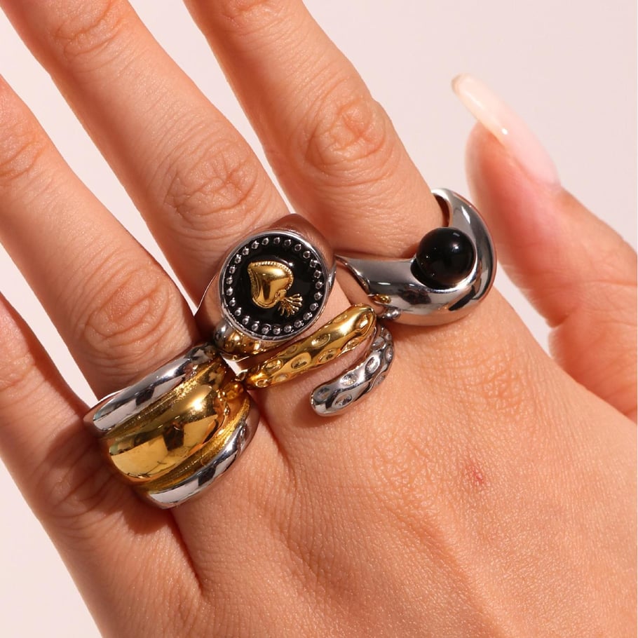 1 Piece Classic Irregular Shape Stainless Steel Gold Color Statement Rings Picture5