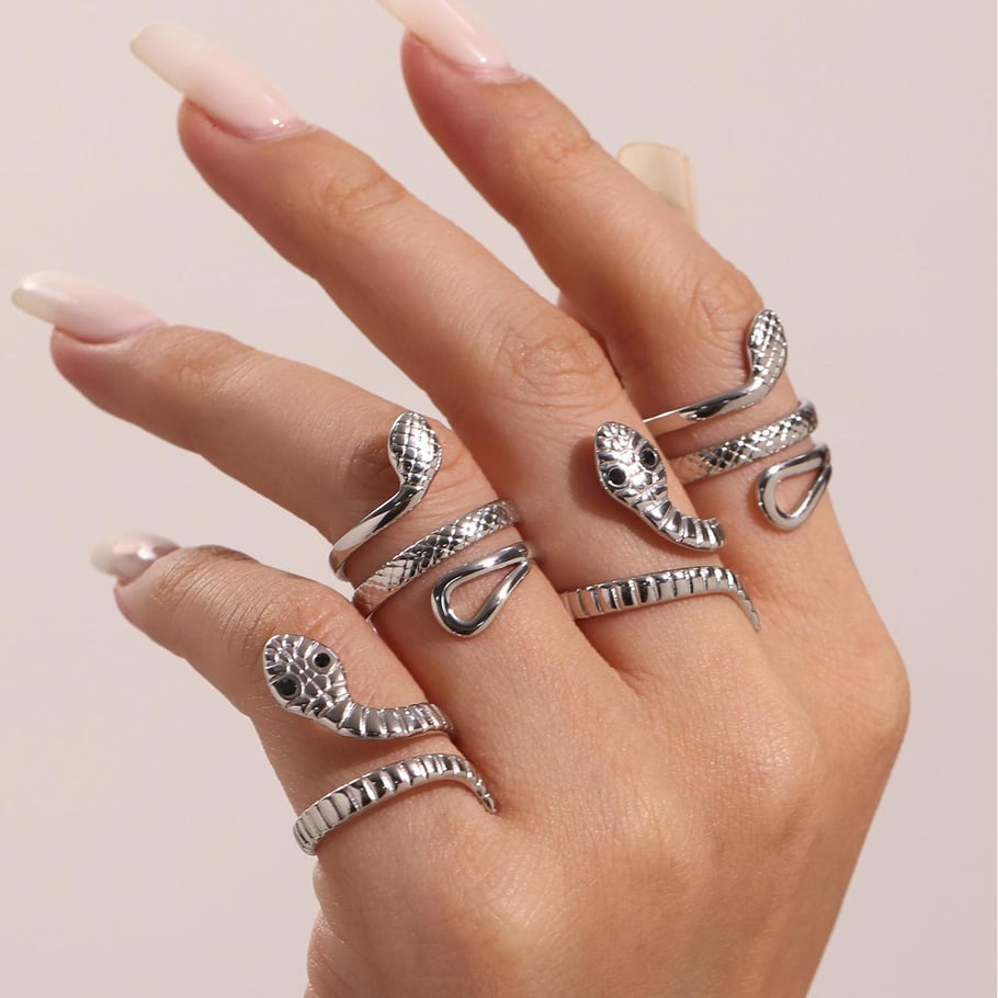 1 Piece Classic Snake Stainless Steel Gold Color Statement Rings Picture5